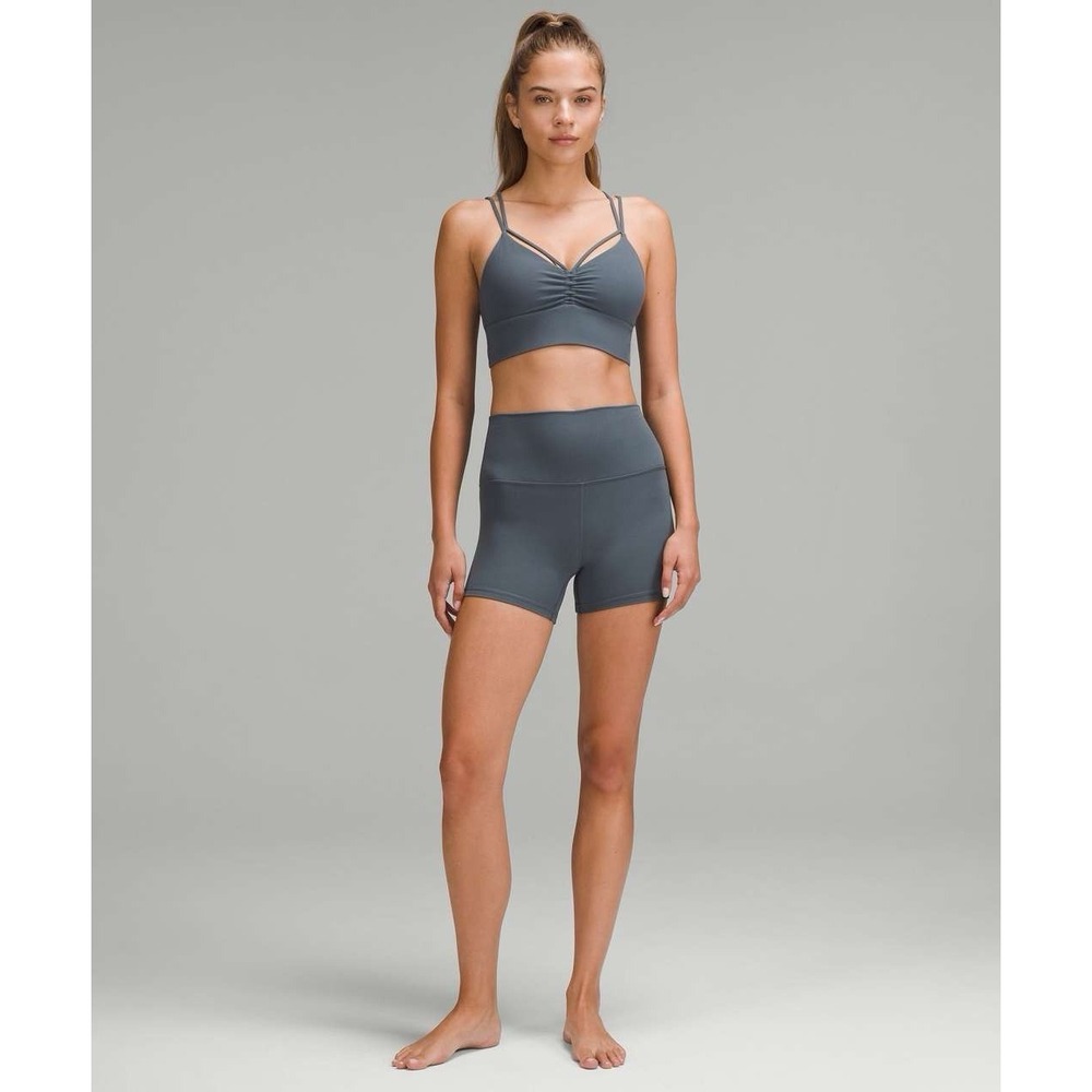 Lululemon Nulu Strappy V-Neck Yoga Bra *Light Support Oil Grey Size 6 Pilates